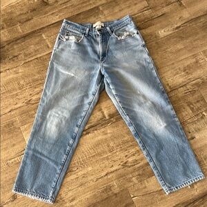 LL Bean faded blue jeans flannel lined sz 32x29